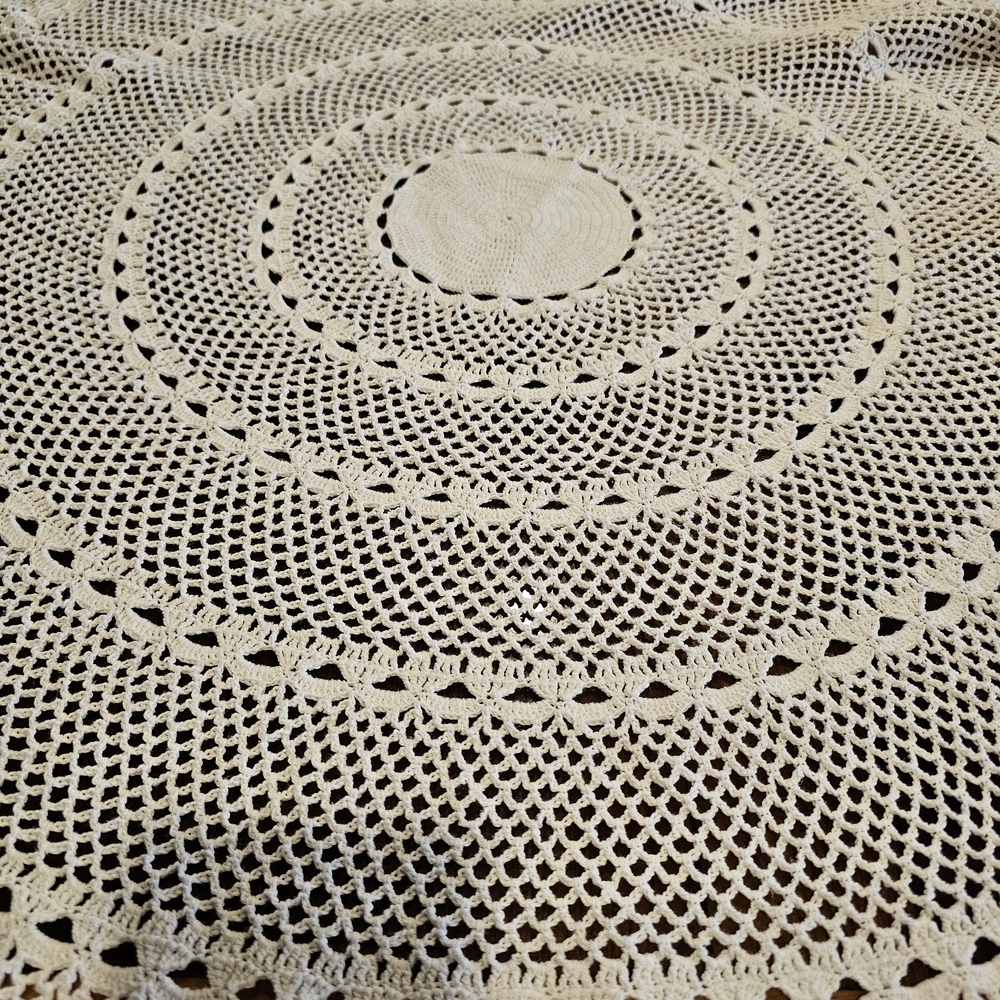 Handmade Crochet Tablecloth - Cream Dining Linen